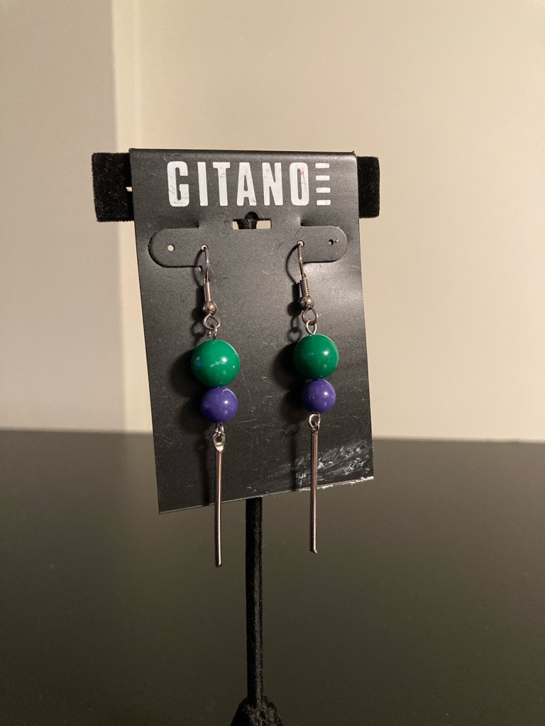 Gitano Green And Purple Bead Dangle Earrings